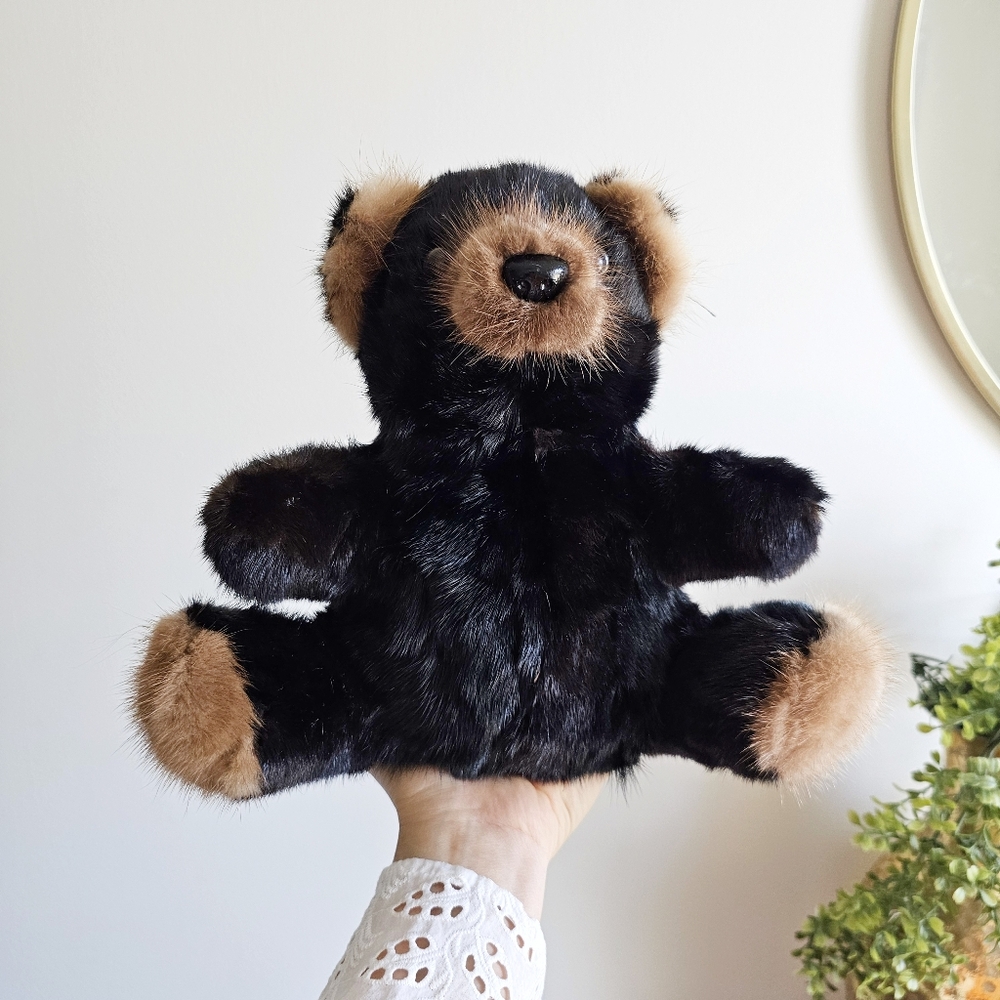 Genuine Mink Natural Mahogany Brown Collectible Plush Stuffed Animal Teddy Bear